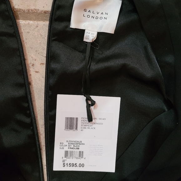 Galvan London Womens Infinity Embellished Mixed Media Black Jumpsuit - Picture 14 of 16